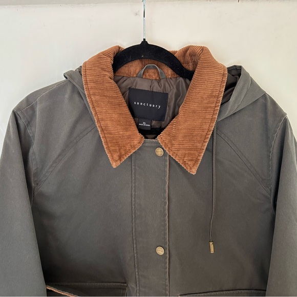 Sanctuary Oiled Barn Field Jacket Corduroy Collar and Cuffs Women’s Size XL - Picture 6 of 10